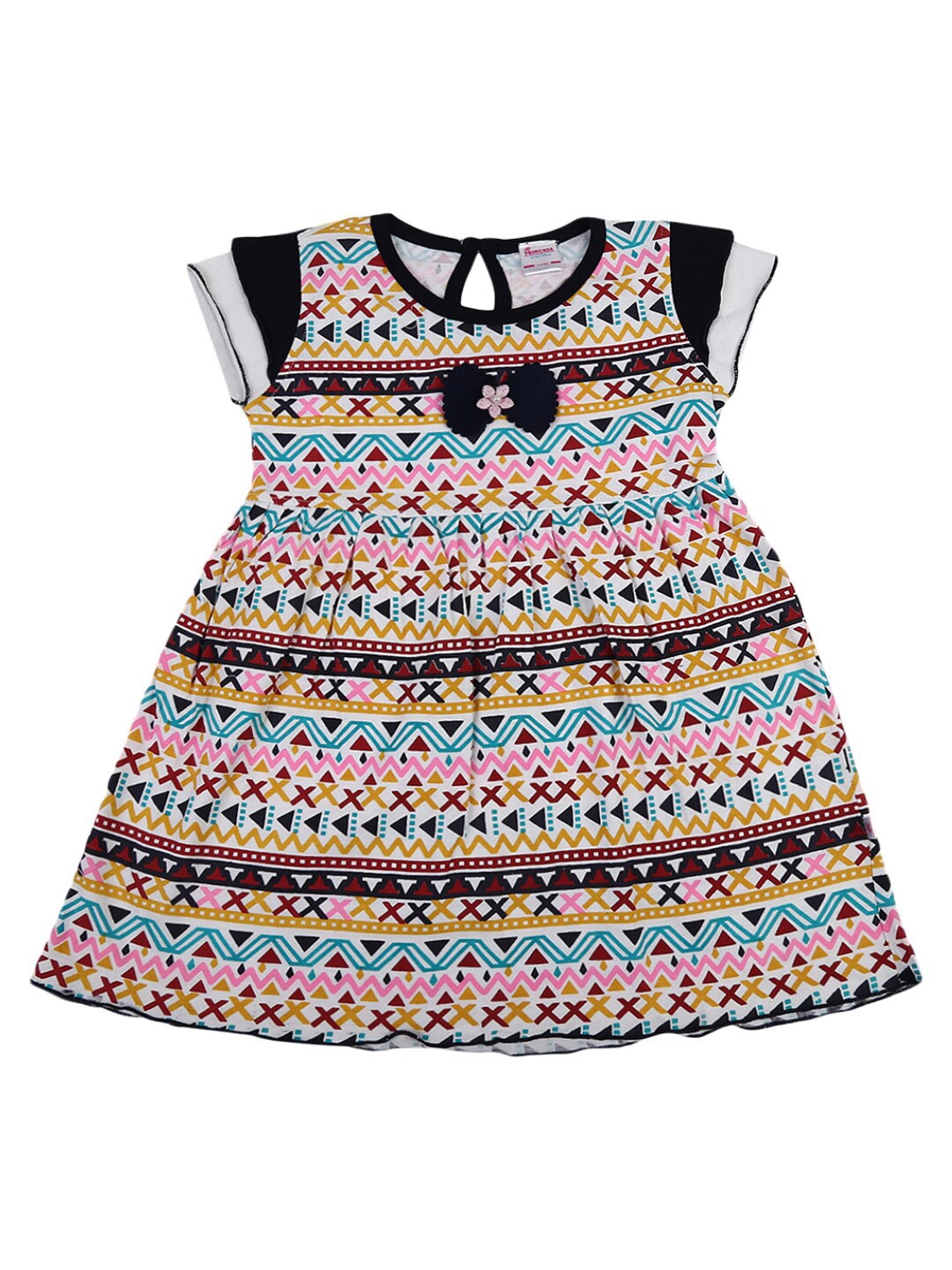 

V-Mart Girls White Floral Satin A-Line Dress