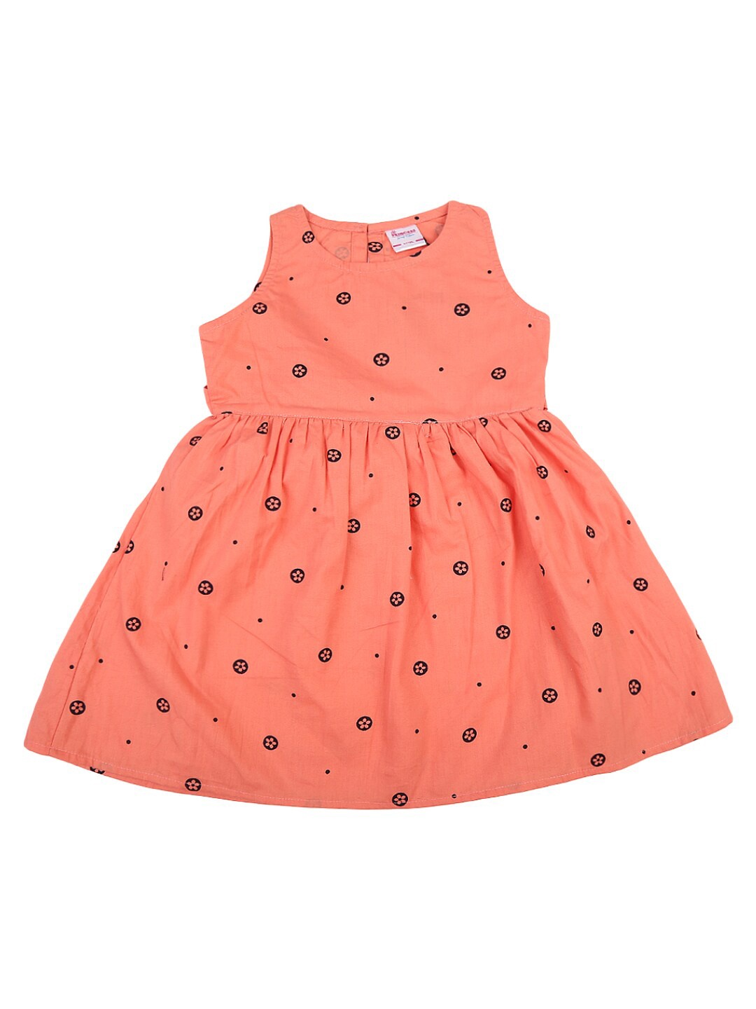 

V-Mart Girls Peach-Coloured Round Neck Cotton Dress