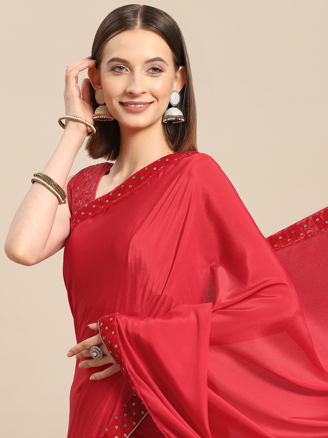 

Nimayaa Maroon Poly Silk Saree