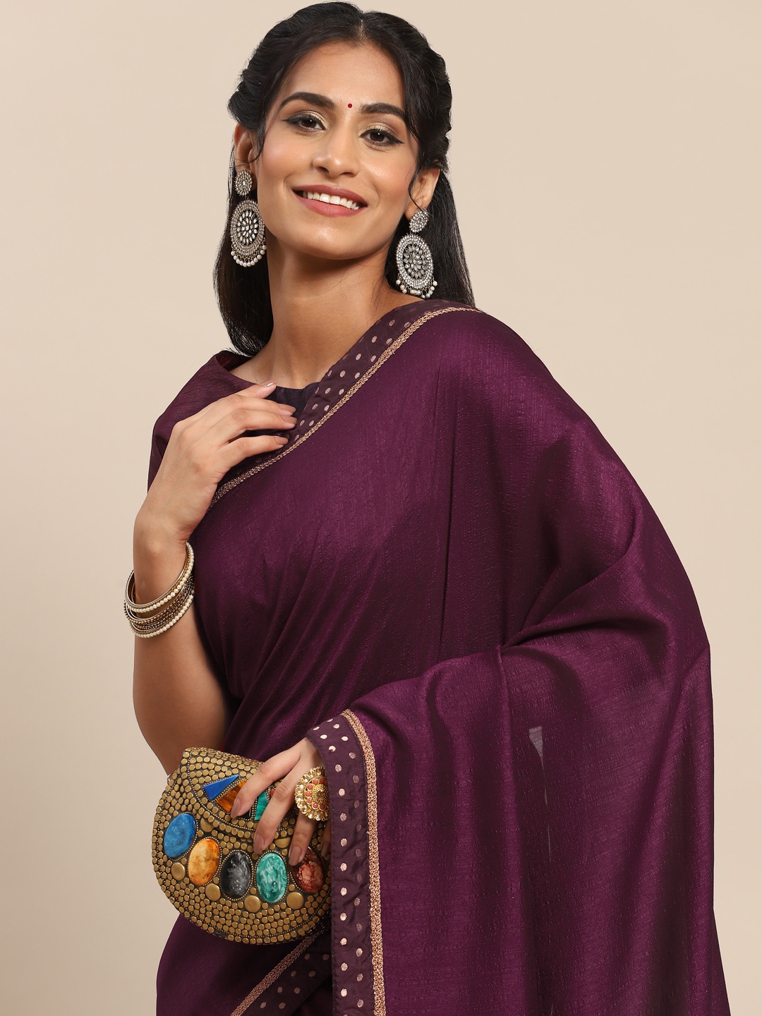 

Nimayaa Burgundy Zardozi Saree