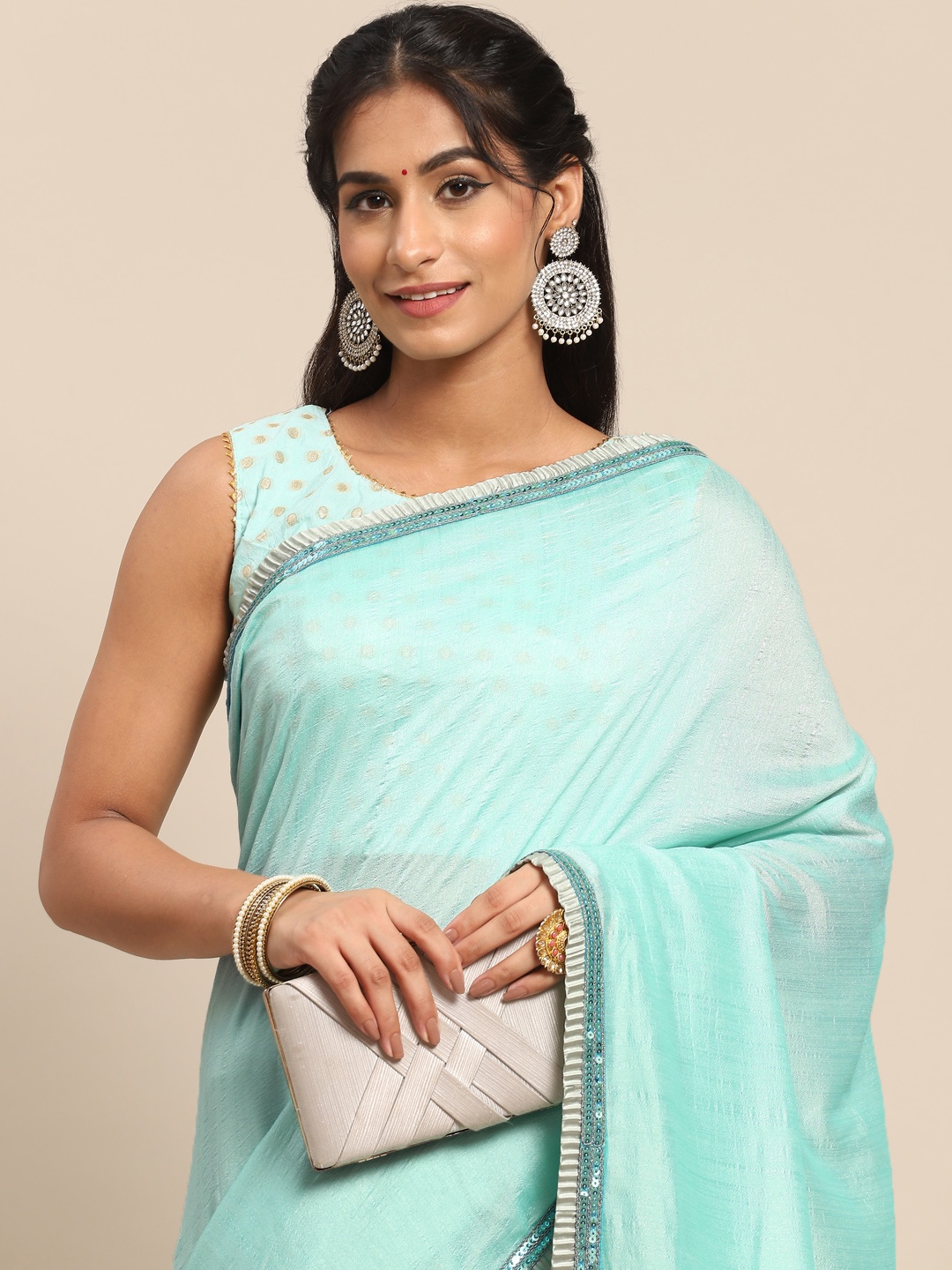

Nimayaa Blue Sequinned Saree