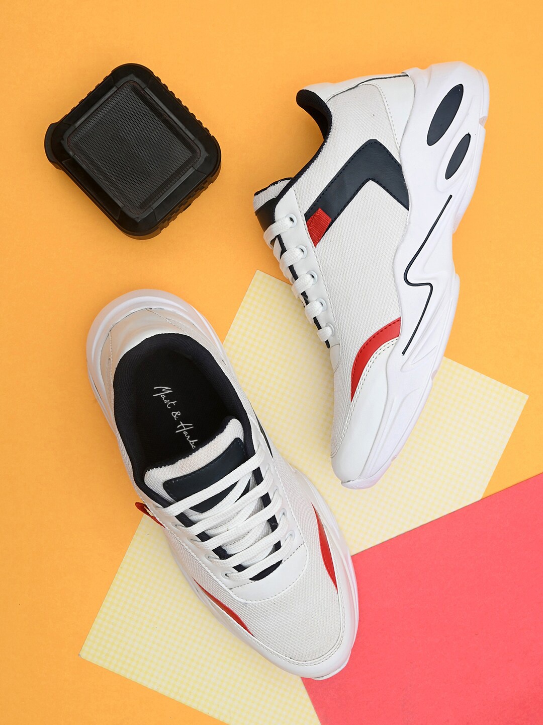 

Mast & Harbour Men White Woven Design Sneakers