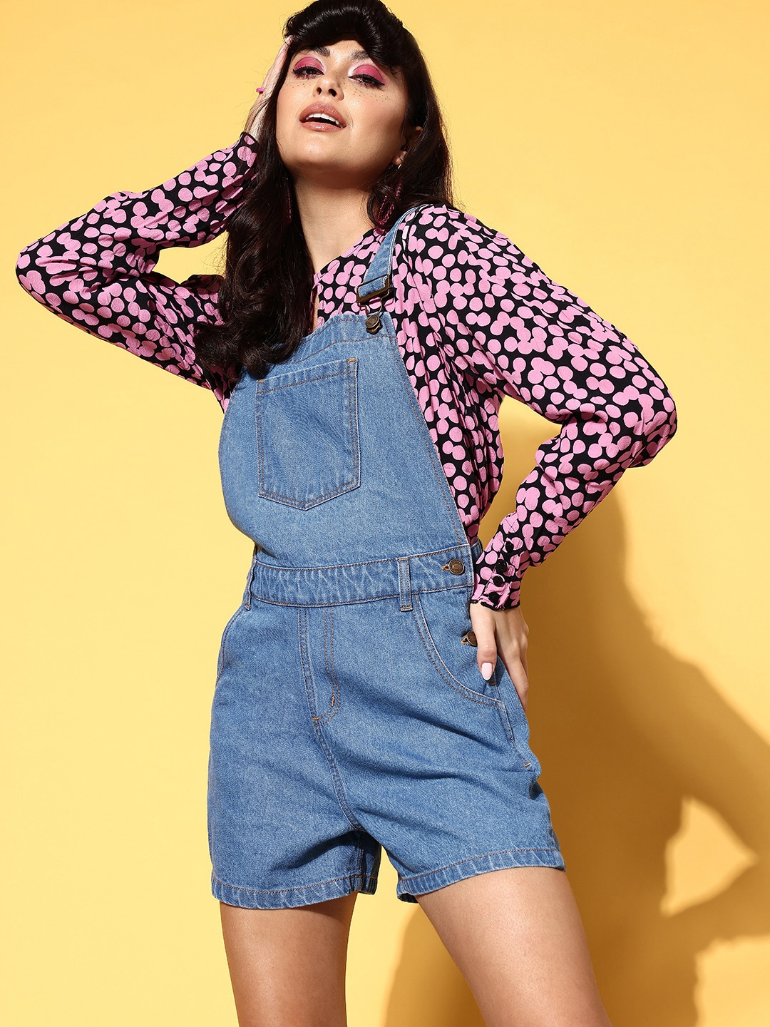

SASSAFRAS Women Blue Solid Twofer Take Dungaree