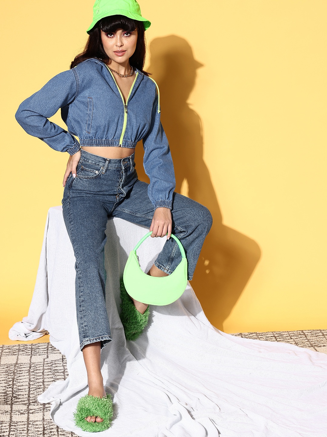 

SASSAFRAS Women Blue Solid Glam Game Jacket