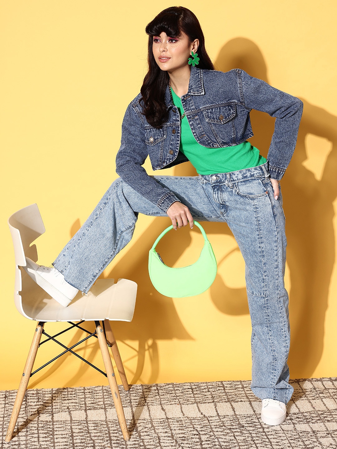 

SASSAFRAS Women Blue Solid Super Cropped Jacket
