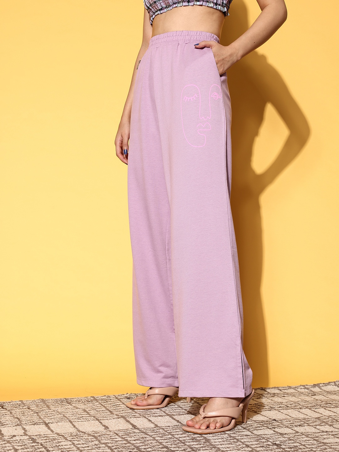 

SASSAFRAS Women Stunning Purple Solid Kidult Kitsch Track Pants