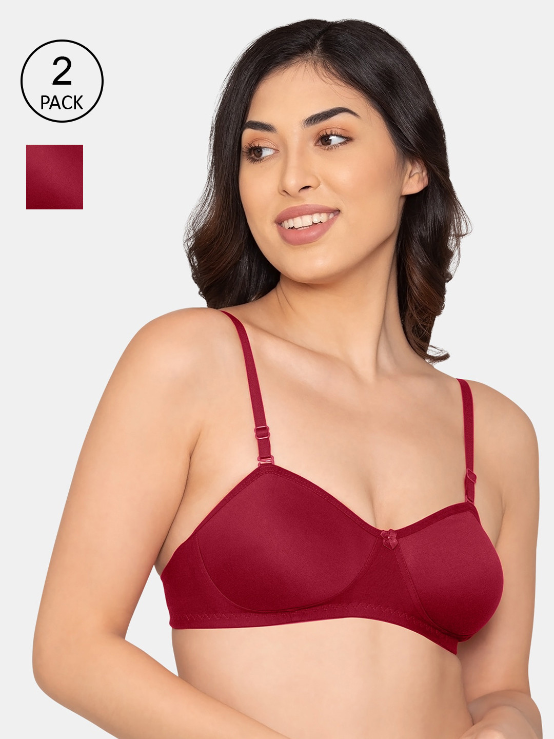 

K LINGERIE Maroon Pack Of 2 Non Padded Bra