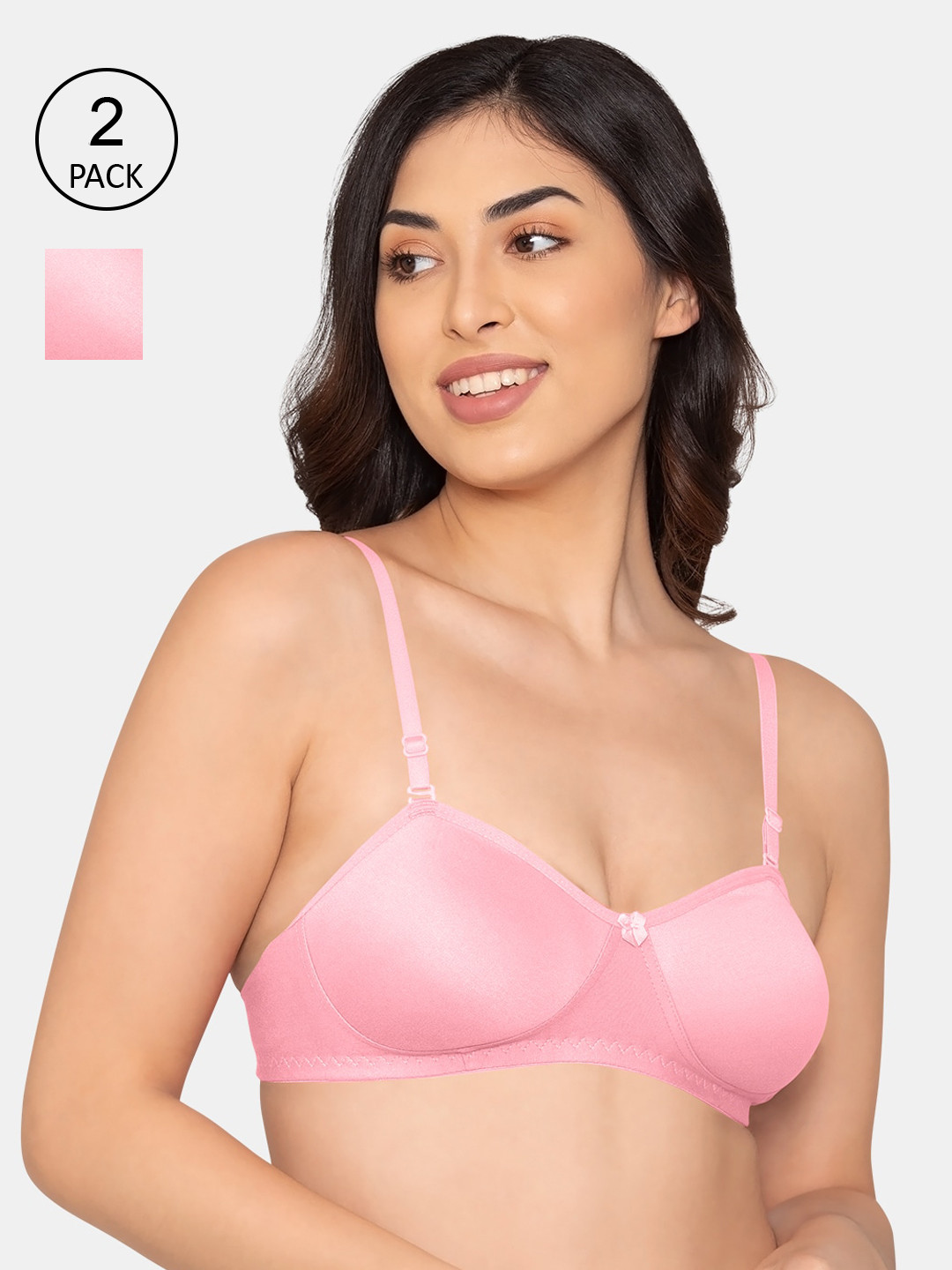 

K LINGERIE Pink Pack Of 2 Non-Padded Wireless Balconette Bra 5054-PINK PINK 30 B