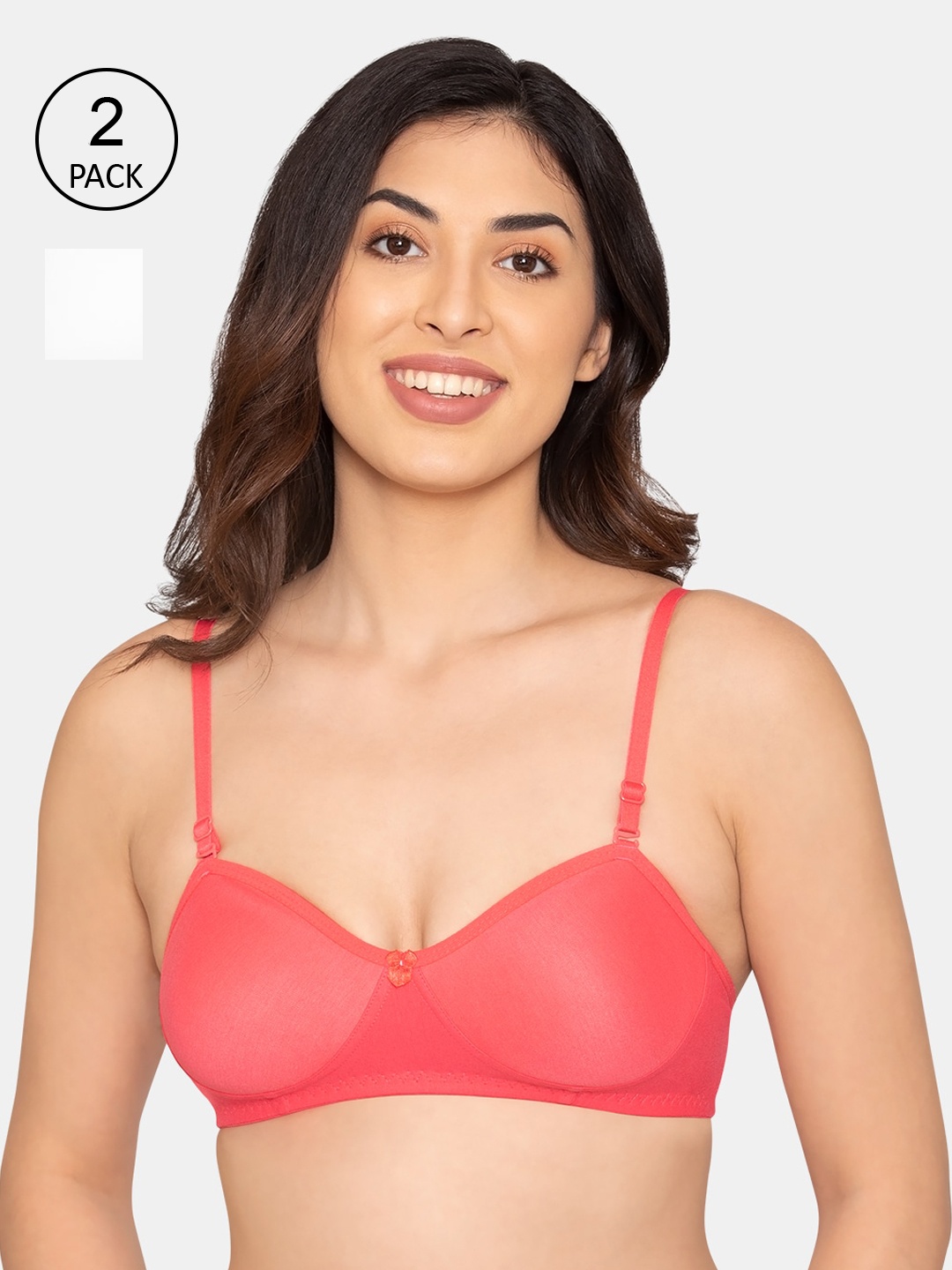 

K LINGERIE Pink & White Pack Of 2 Non Padded Bra