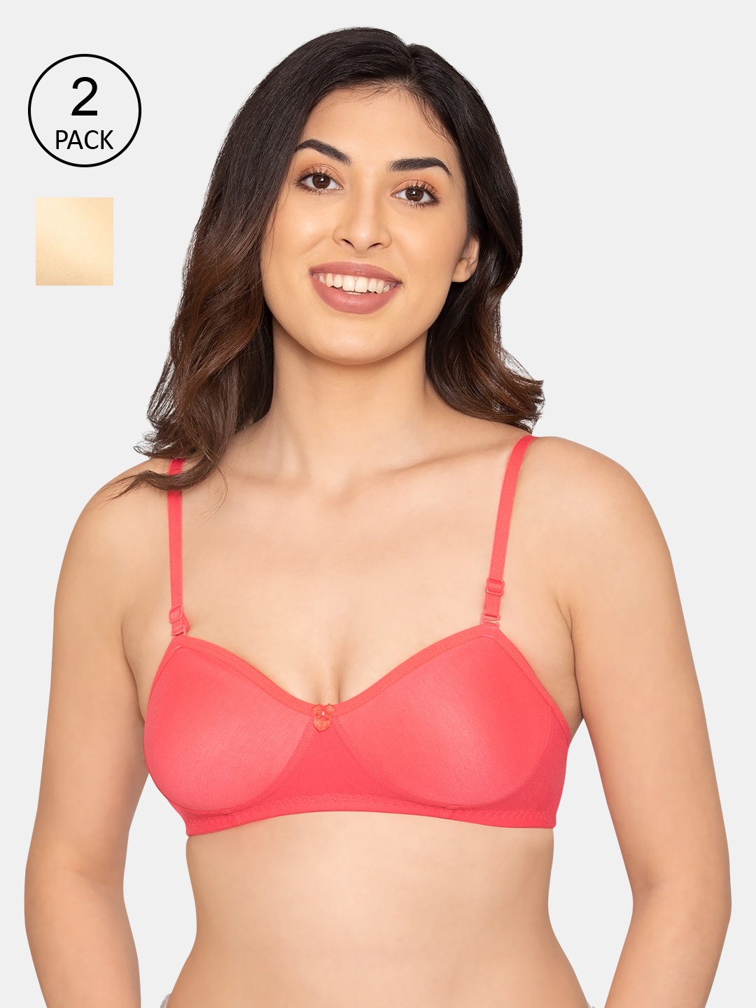 

K LINGERIE Women Pack of 2 T-Shirt Bra, Red