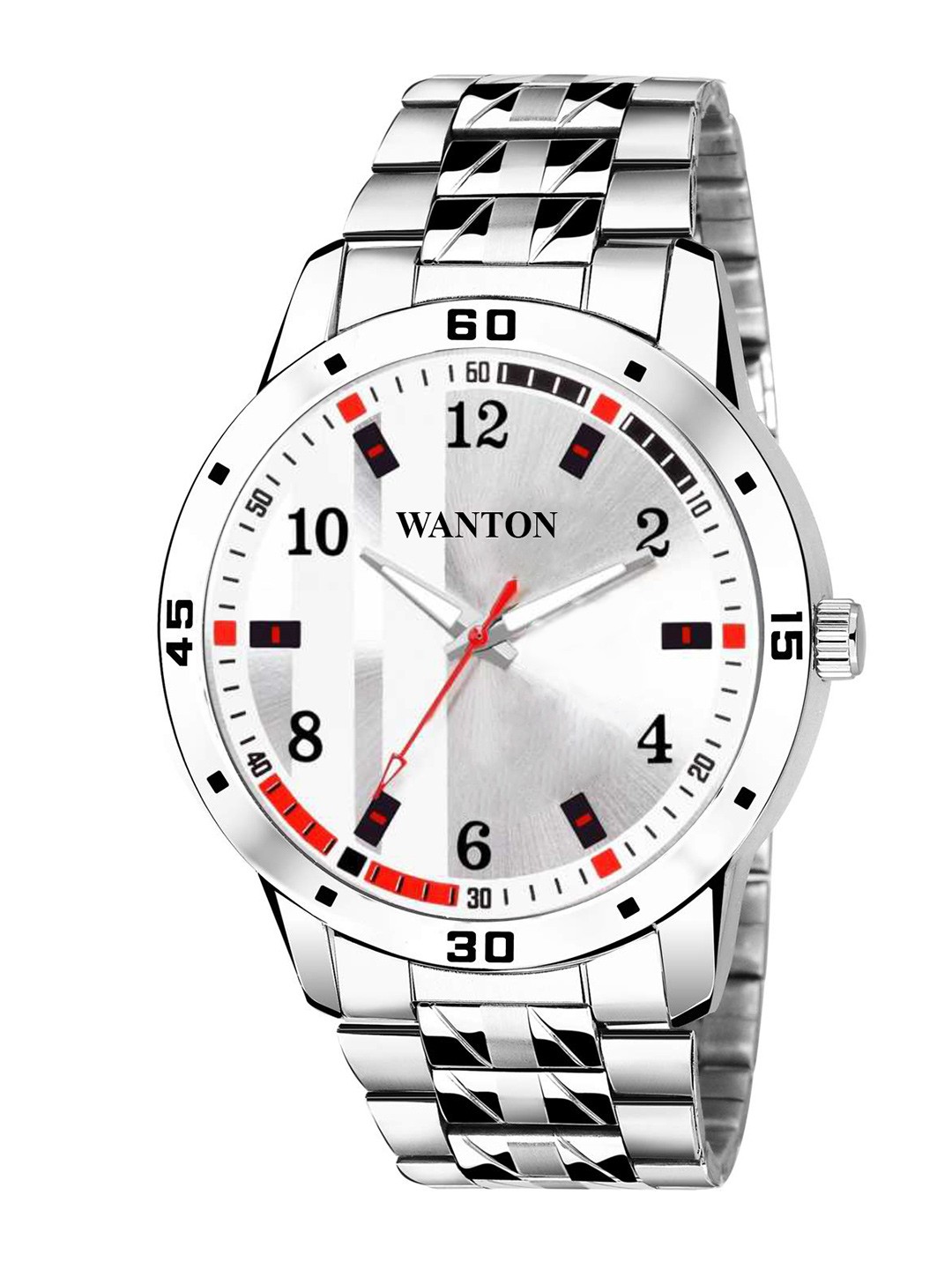 

WANTON Men White Dial & Silver Toned Bracelet Style Straps Analogue Watch STEEL 001 WHITE