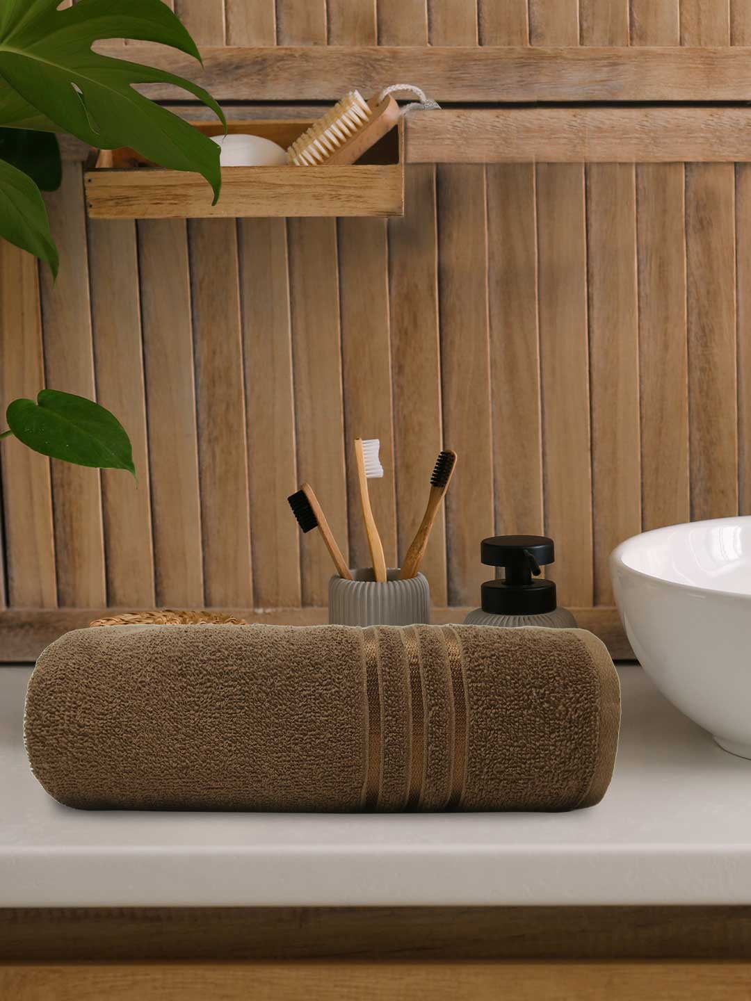 

MYTRIDENT Brown Solid 400 GSM Cotton Bath Towels