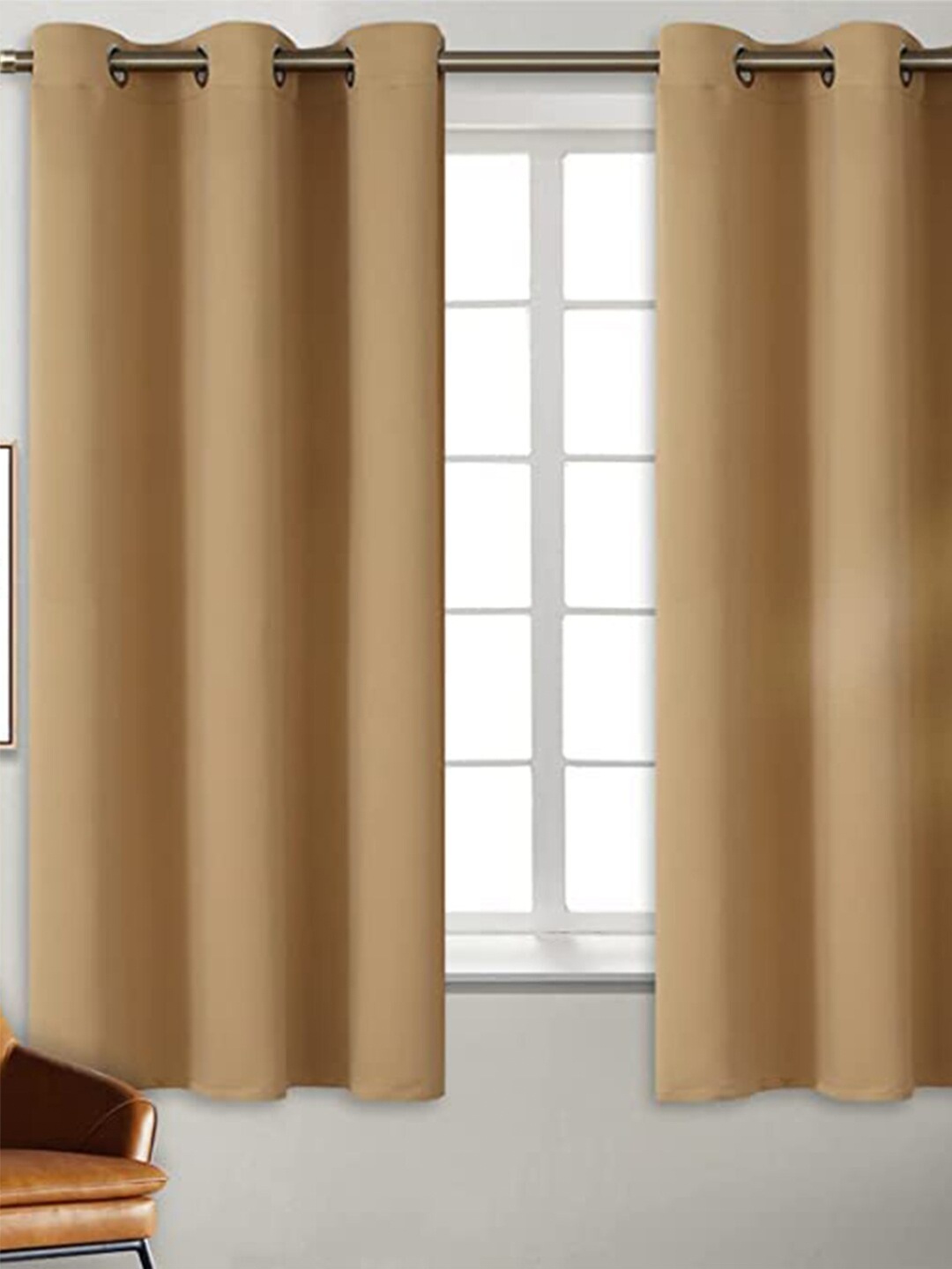 

EXORA Gold-Toned Set of 2 Black Out Window Curtain