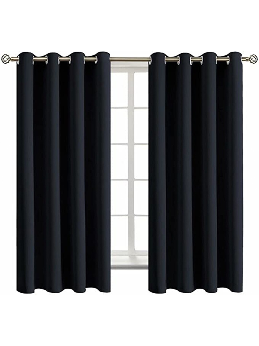 

EXORA Black Set of 2 Black Out Window Curtain