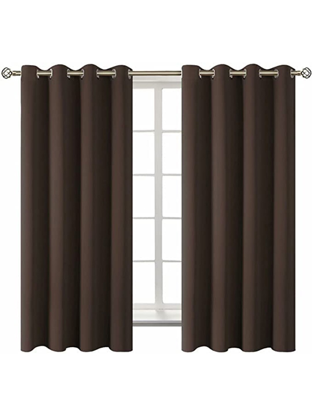 

EXORA Coffee Brown Set of 2 Black Out Window Curtain