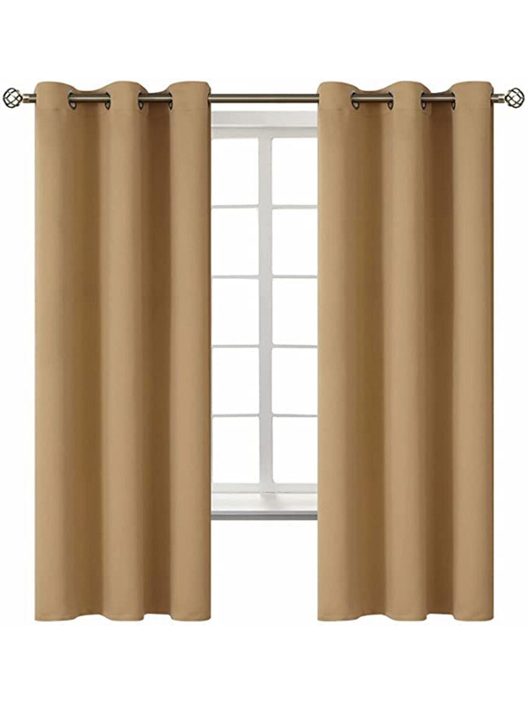 

EXORA Gold-Toned Set of 2 Black Out Window Curtain