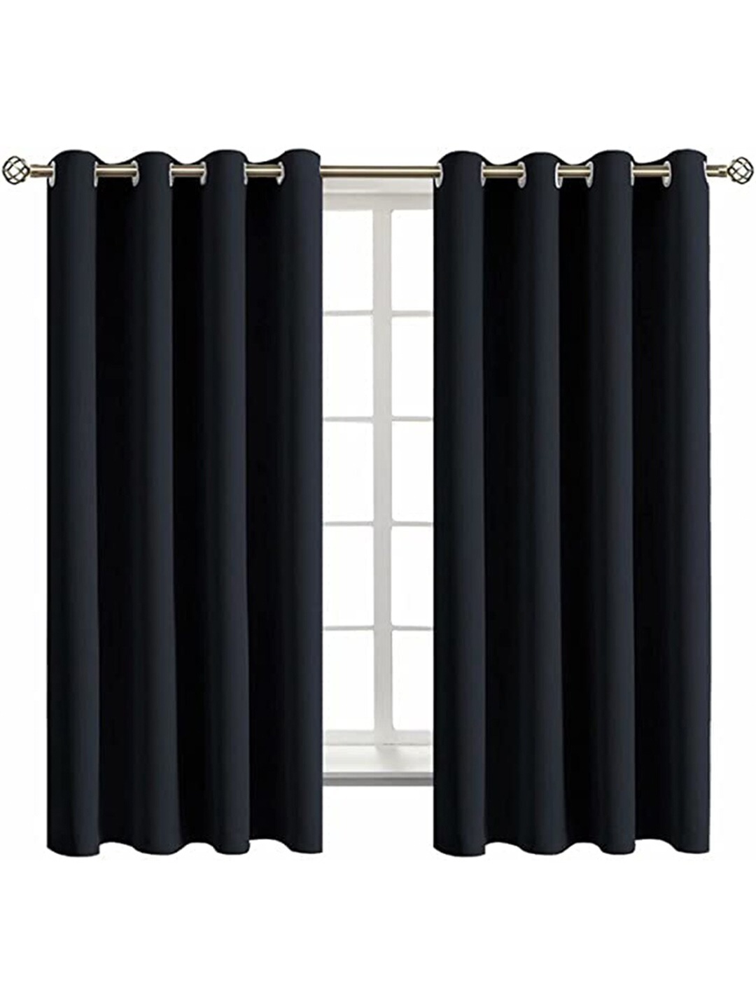 

EXORA Black Set of 2 Black Out Window Curtain 7 feet