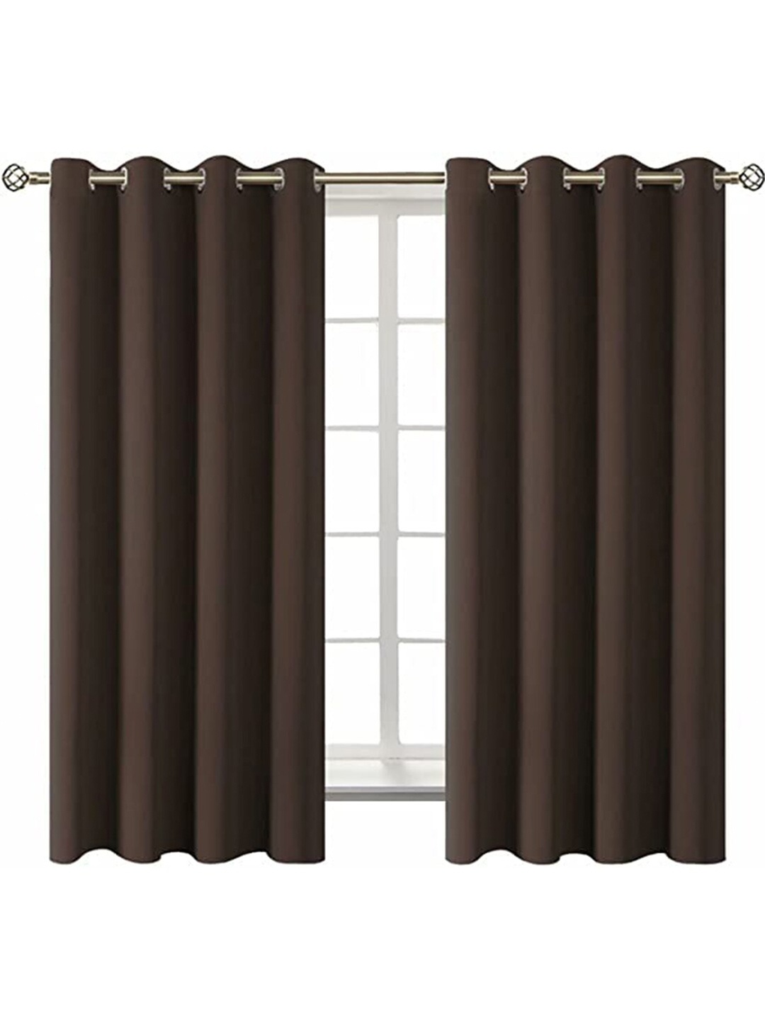 

EXORA Coffee Brown Set of 2 Black Out Window Curtain