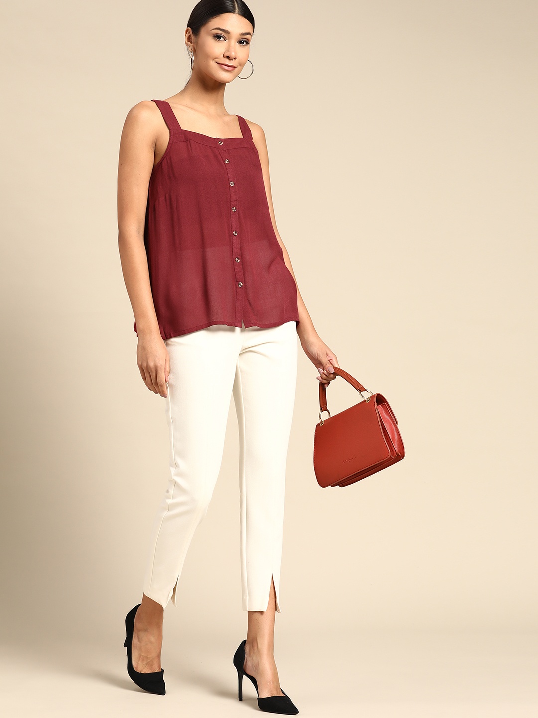 

all about you Women Maroon Solid Top