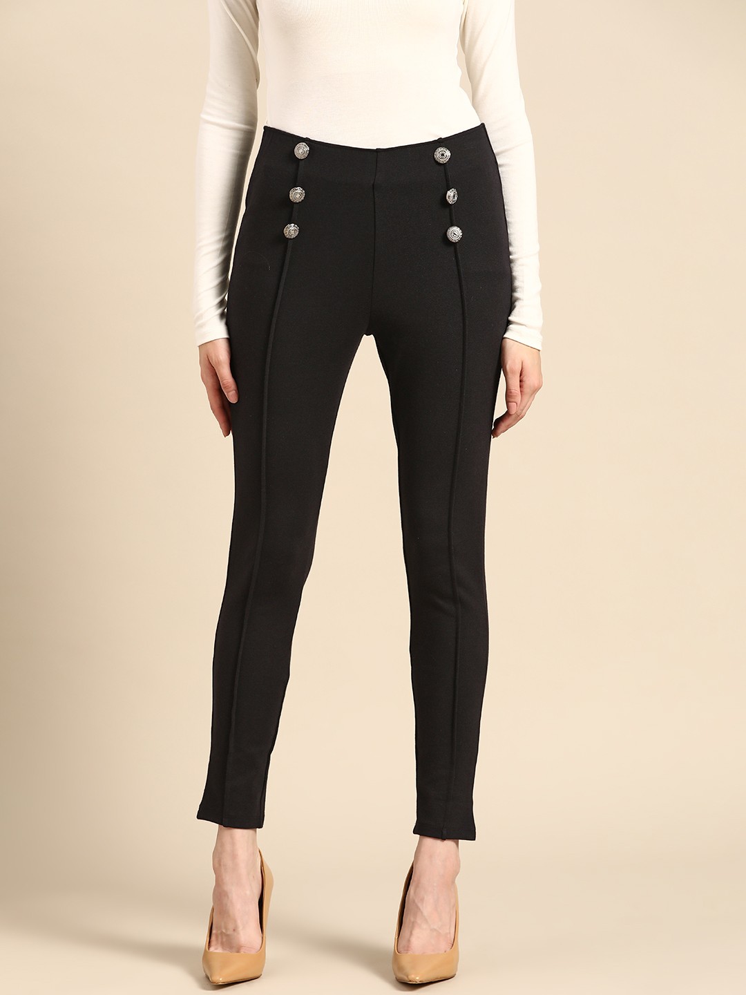 

all about you Women Black Solid Cropped Treggings