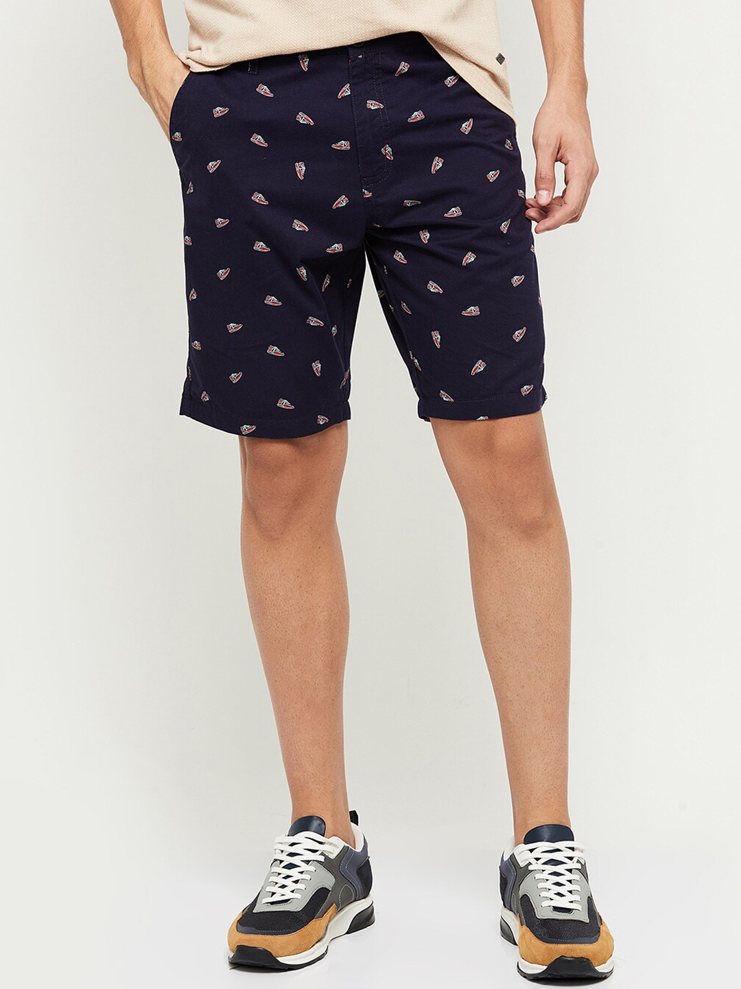 

max Men Blue Printed Cotton Shorts