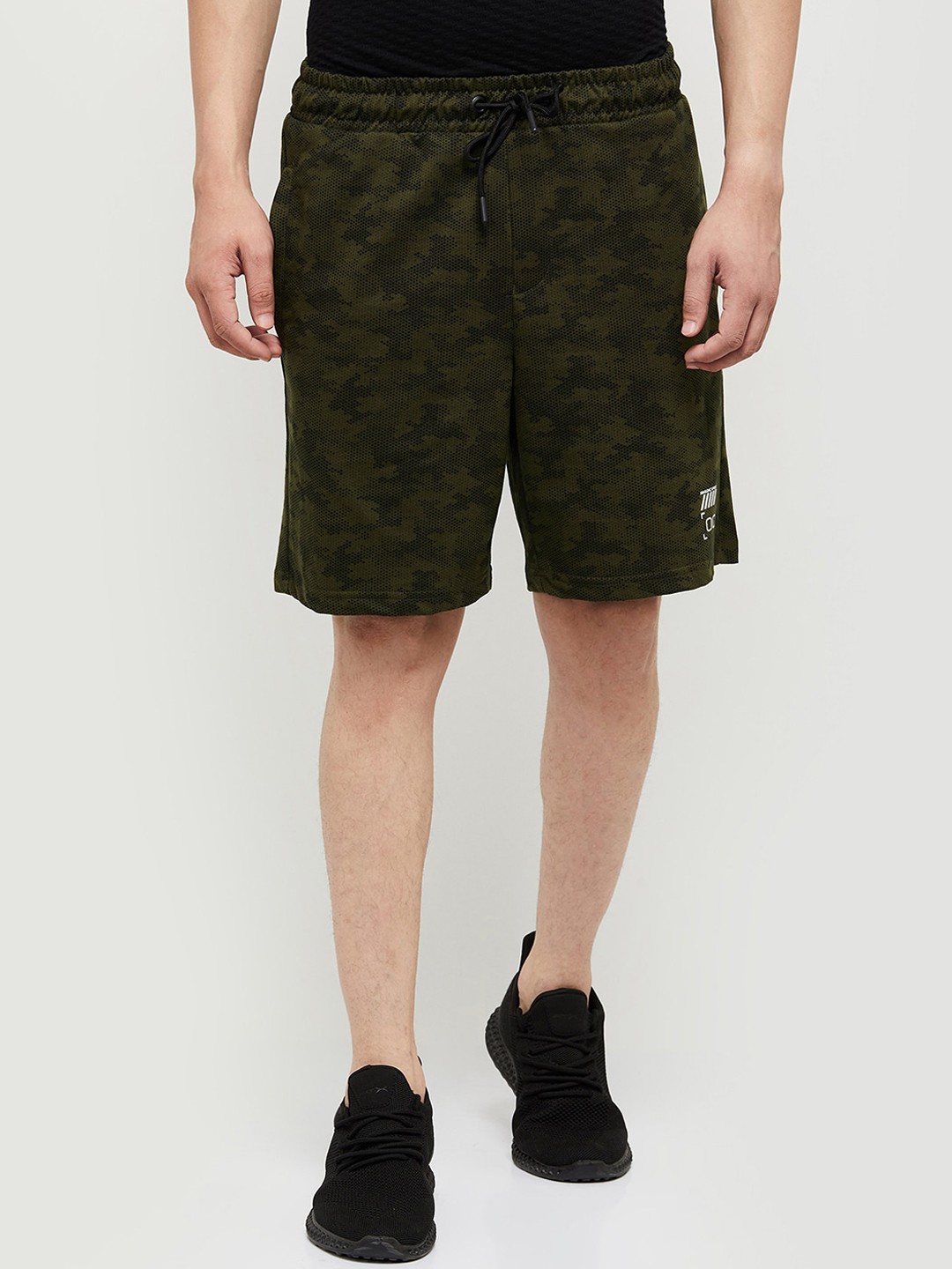 

max Men Green Printed Sports Shorts