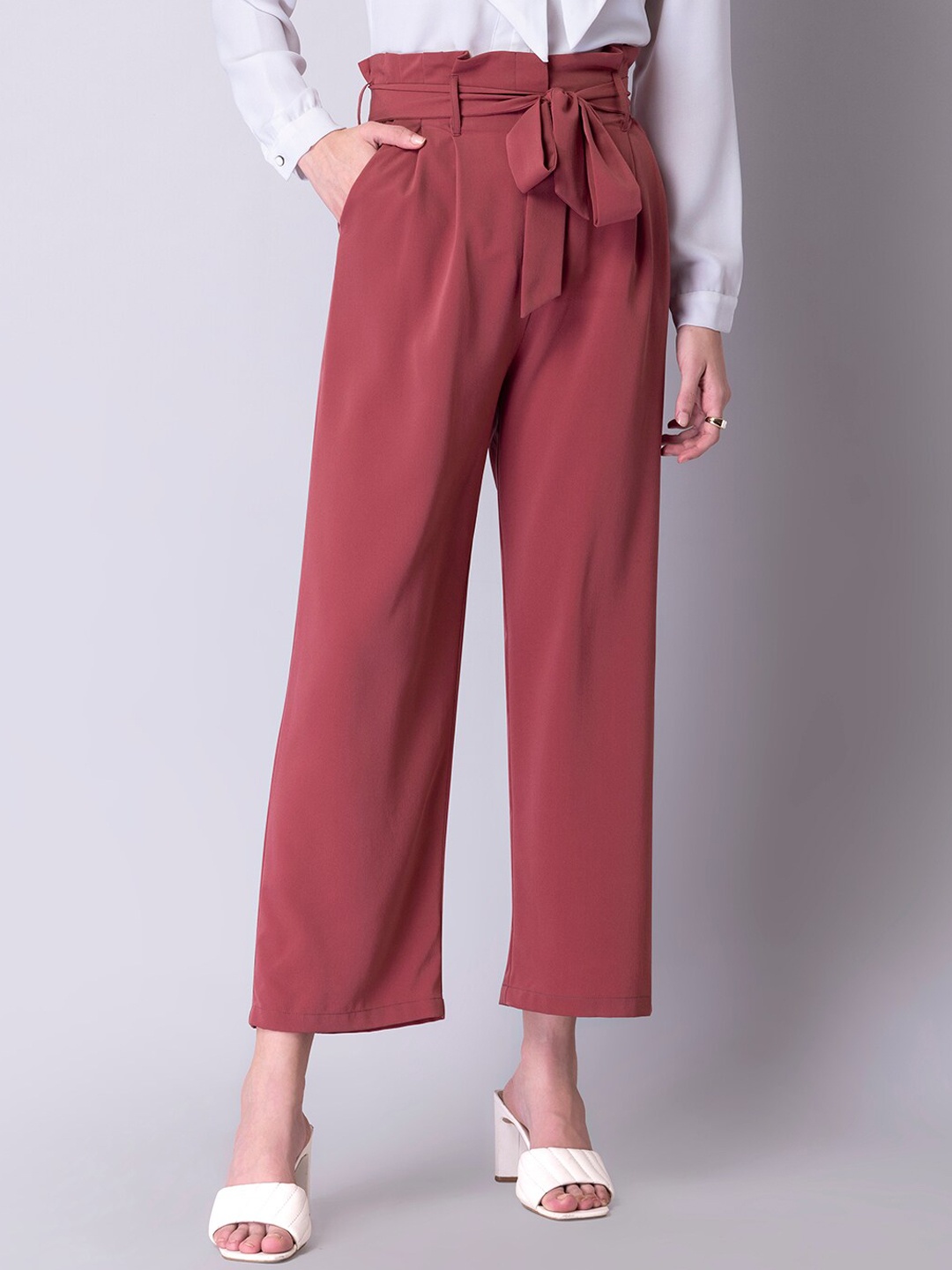 

FabAlley Women Pink Pleated Trousers