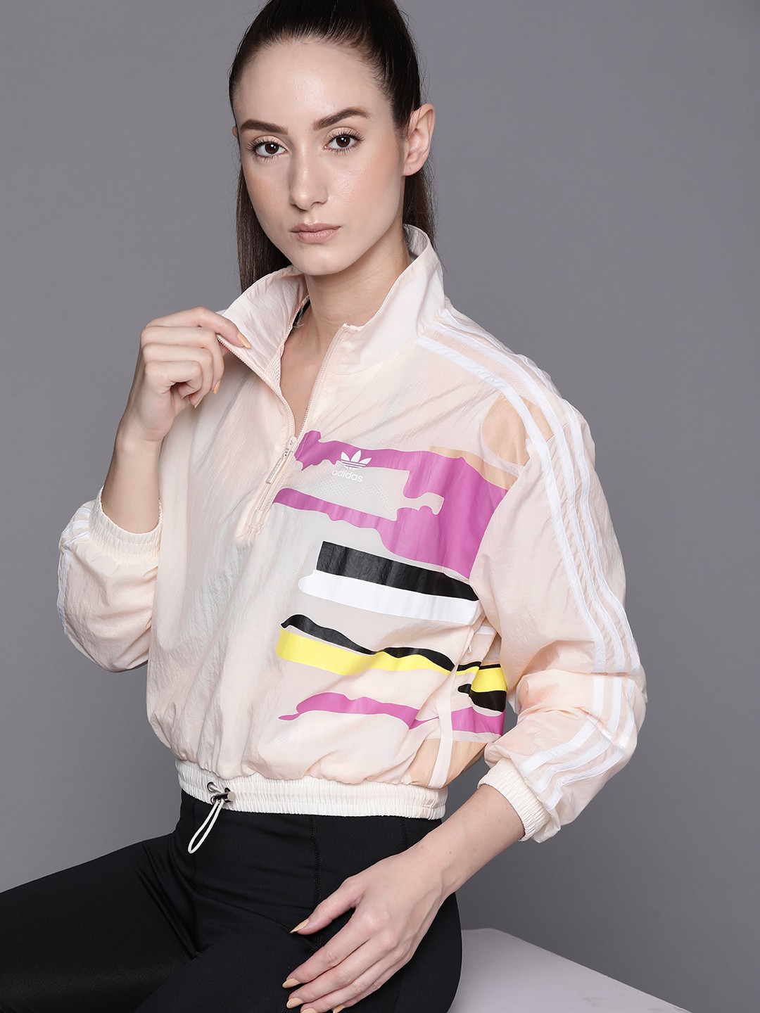 

ADIDAS Originals Women Beige& Pink Printed Sweatshirt