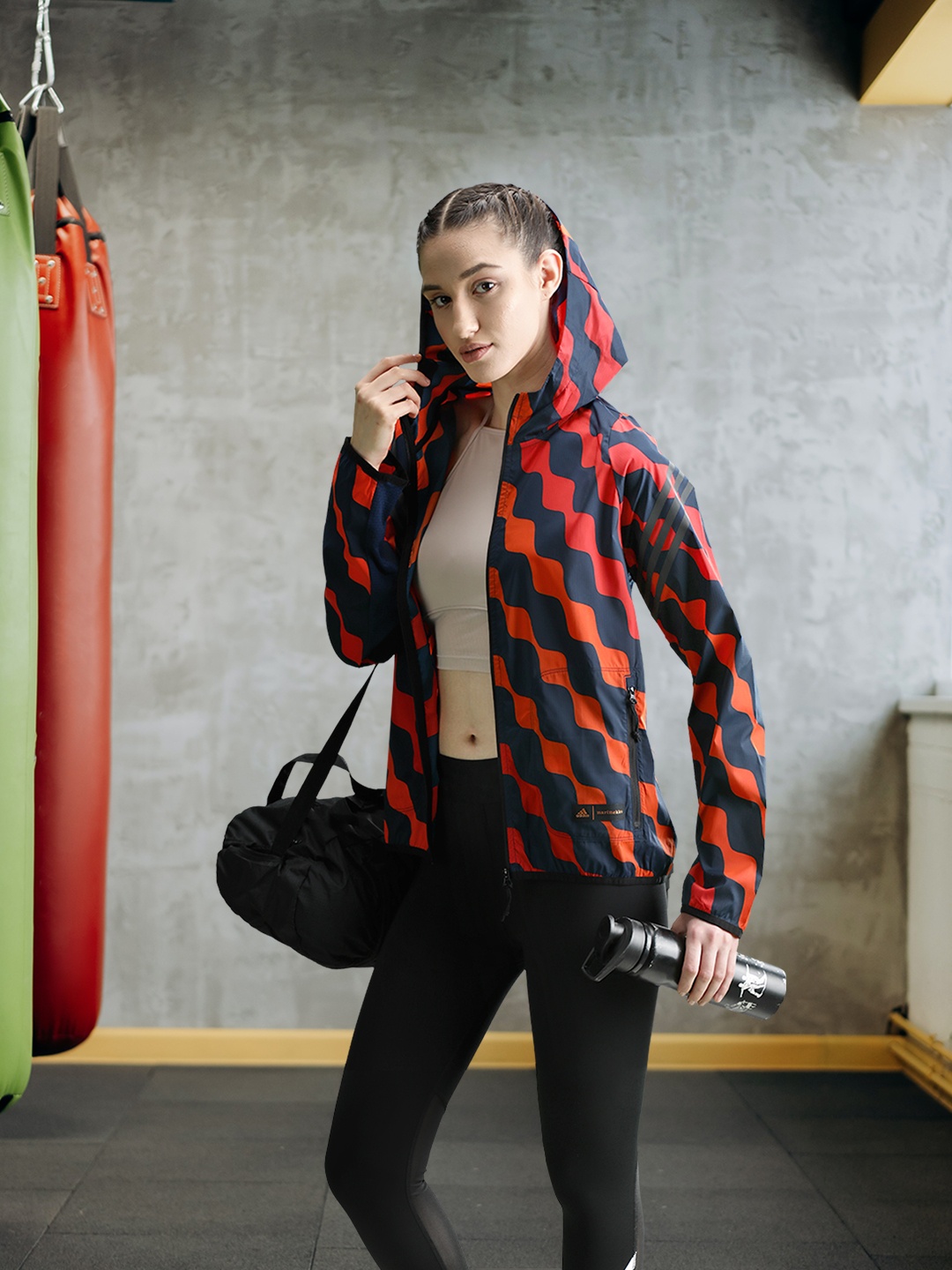 

ADIDAS Women Orange Navy Blue Running Sporty Jacket