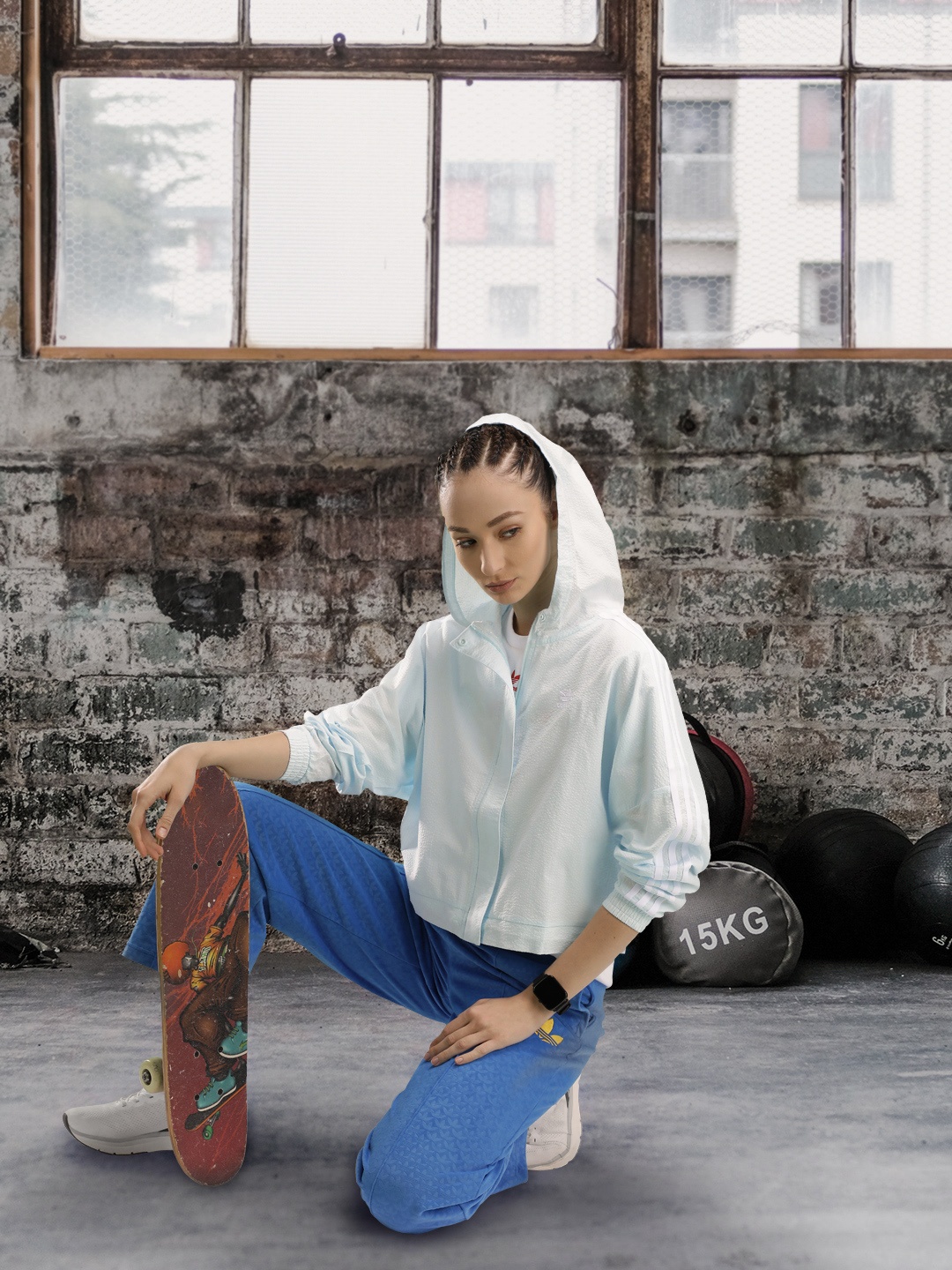 

ADIDAS Originals Women Blue Cotton Seersucker Sporty Jacket