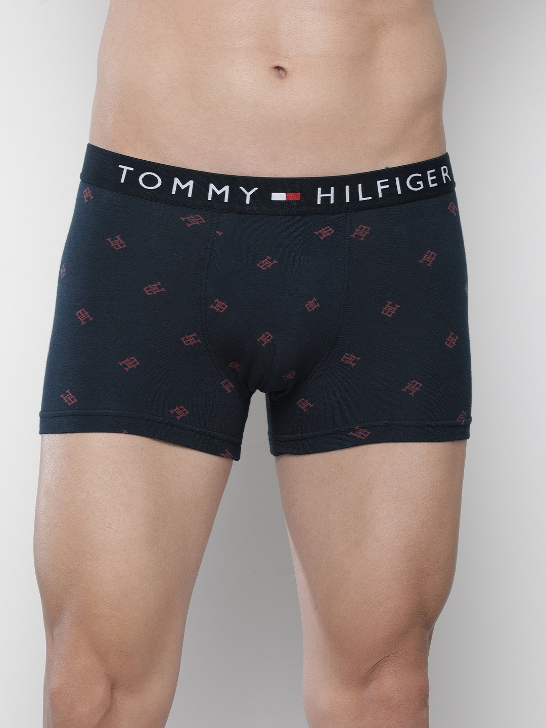 

Tommy Hilfiger Men Navy Blue & Red Brand Logo Print Low-Rise Short Trunk A2AB4150