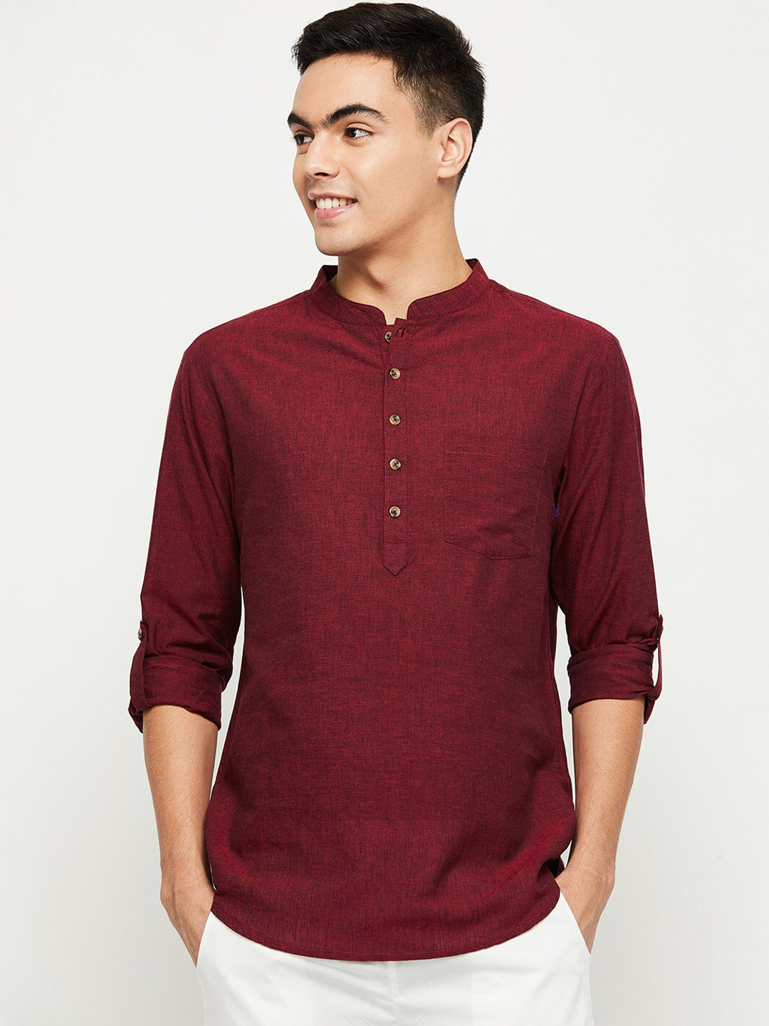 

max Men Maroon Thread Work Kurta