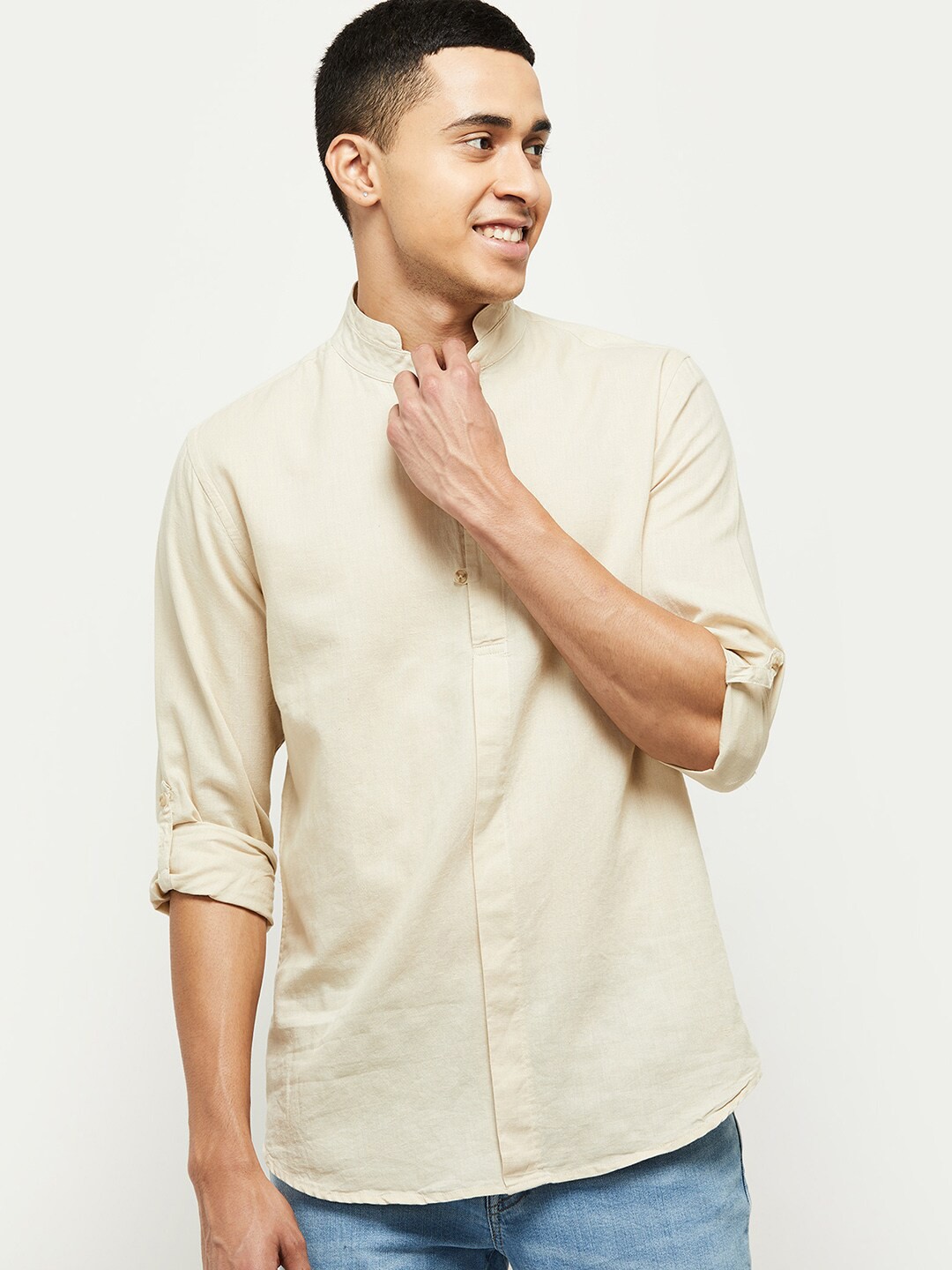 

max Men Beige Kurta