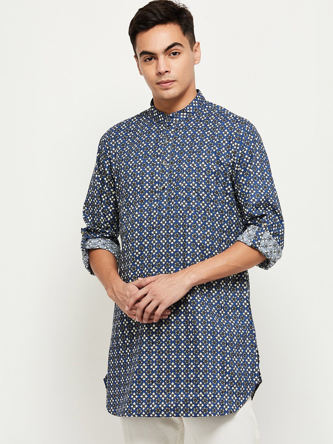 

max Men Blue Geometric Printed Kurta