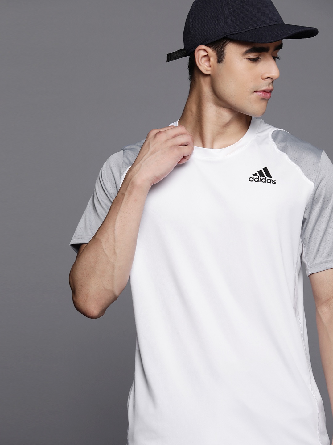 

ADIDAS Men White Club Sustainable Brand Logo Printed Tennis T-shirt