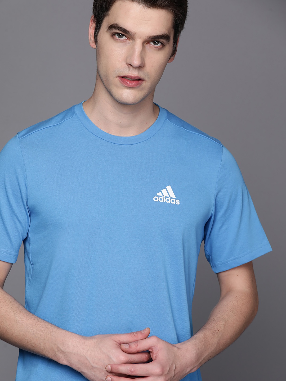 

ADIDAS Men Blue FR Solid T-Shirt