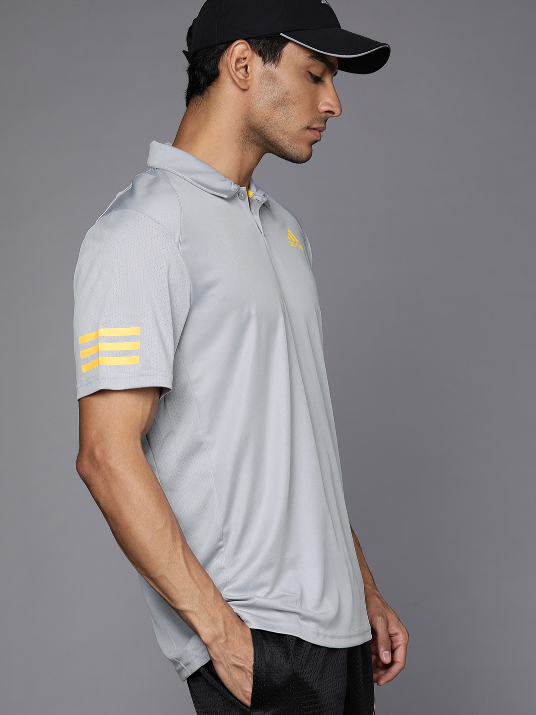 

ADIDAS Men Grey Polo Collar T-shirt