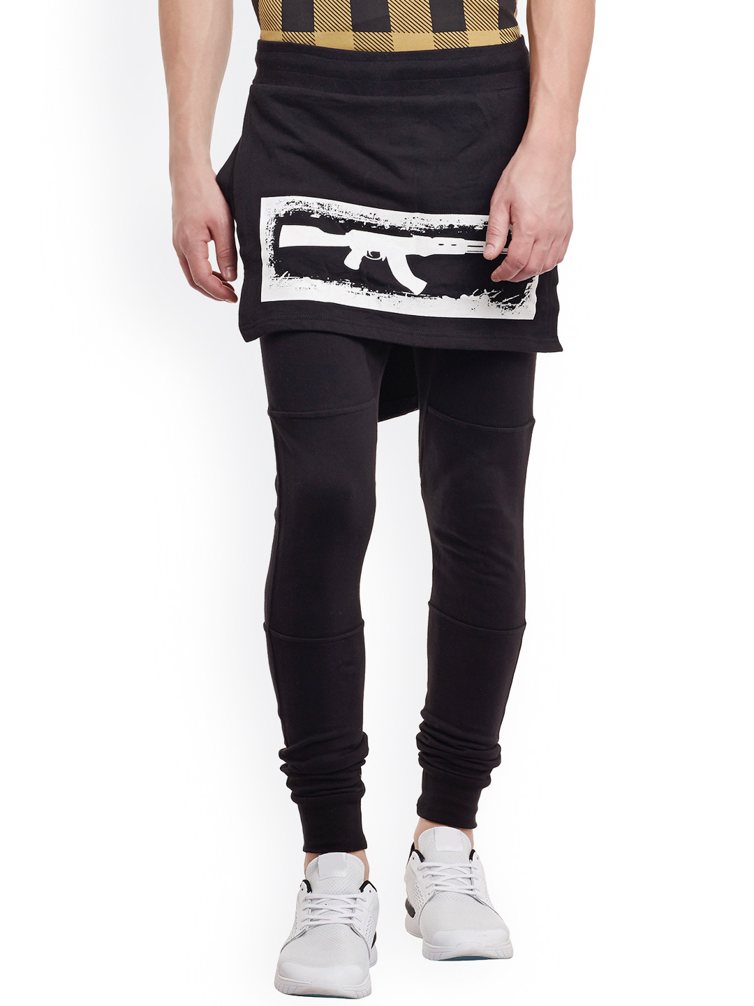 

FUGAZEE Men Black Slim Fit Layered Joggers