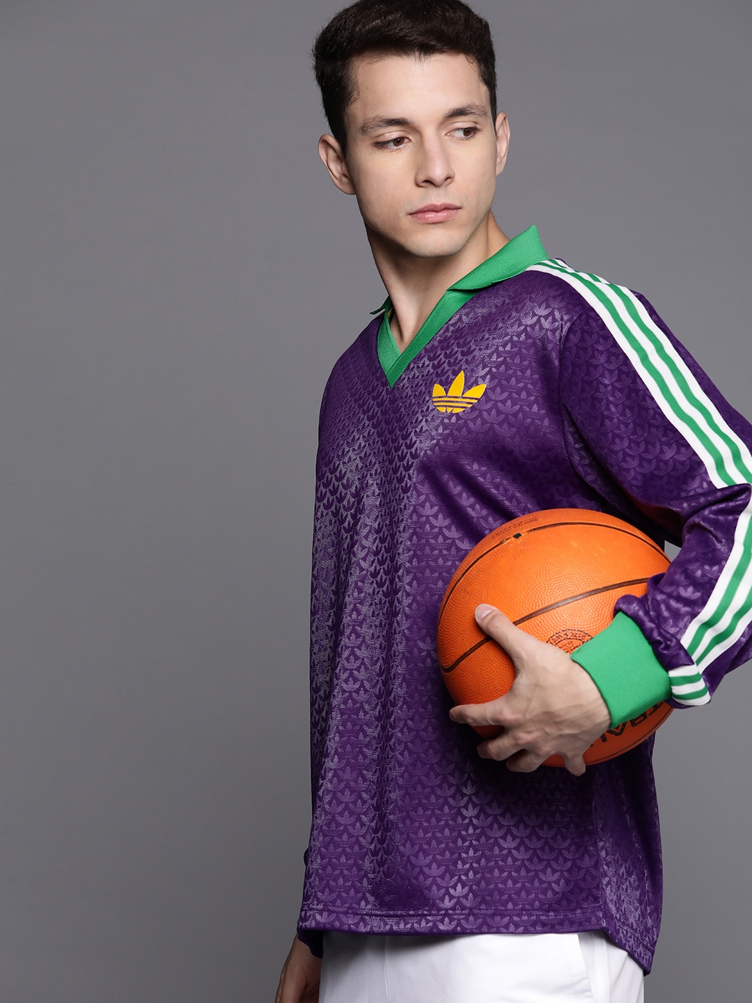 

ADIDAS Originals Men Purple Brand Logo Printed Polo Collar T-shirt