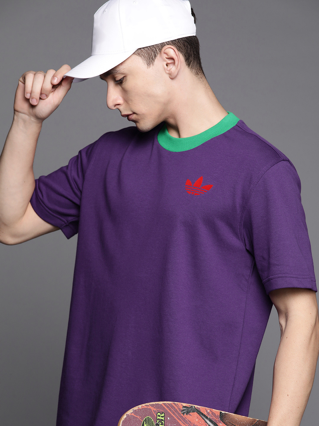 

ADIDAS Originals Men Purple Adicolor 70S Large Trefoil Oversized T-shirt