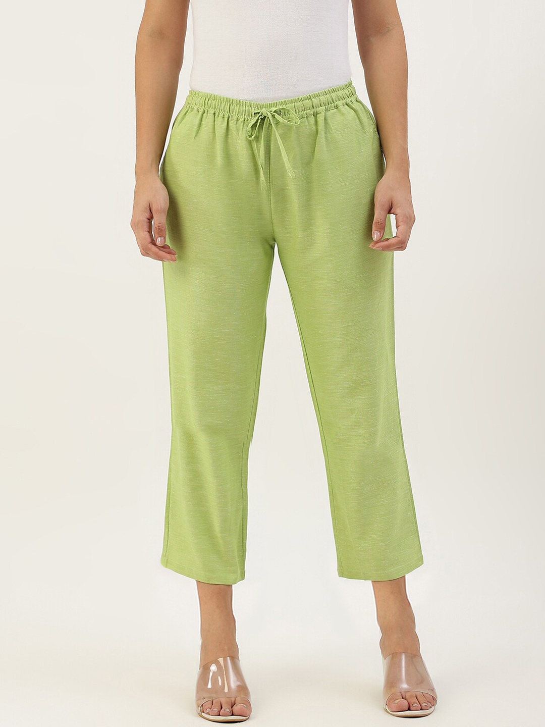 

Lokatita Women Green Comfort Tapered Fit Trousers