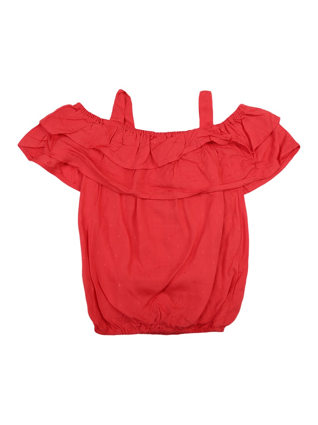 

V-Mart Girls Solid Rayon Shoulder Straps Top, Red