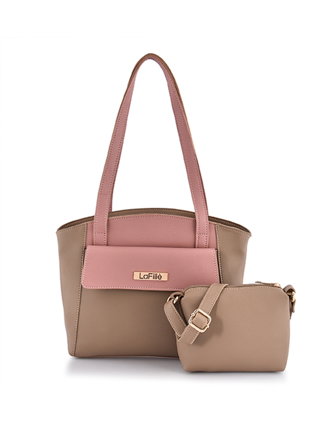 

LaFille Beige PU Structured Shoulder Bag
