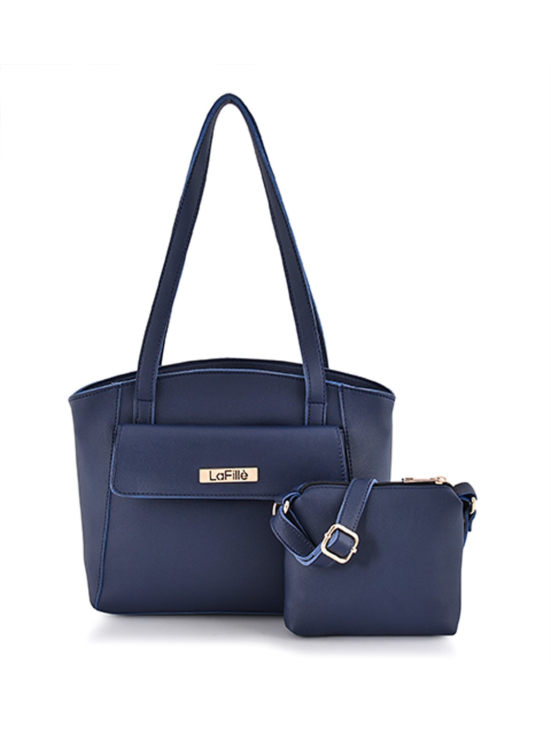 

LaFille Blue PU Structured Shoulder Bag