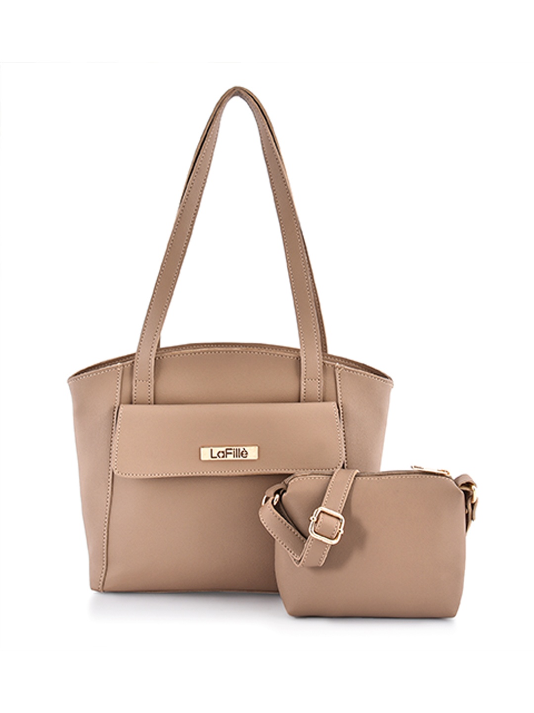 

LaFille Beige PU Shopper Shoulder Bag