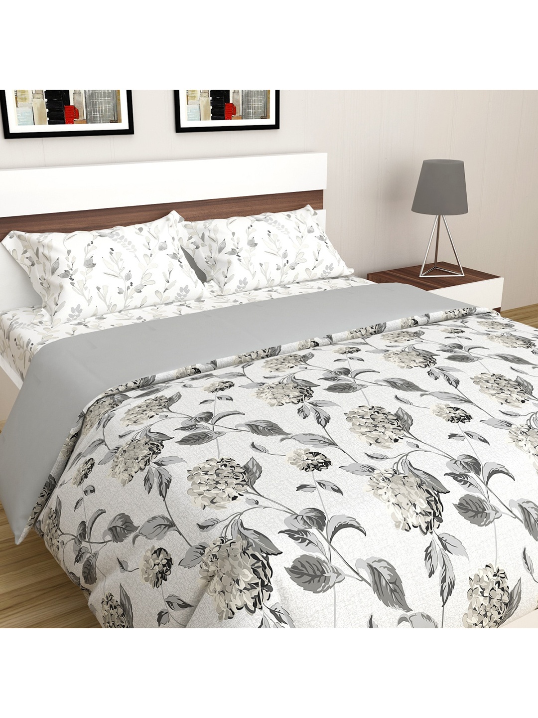 

Home Centre Marlin Wisteria Printed 4-Pc. Bed-in-Bag Set, Grey
