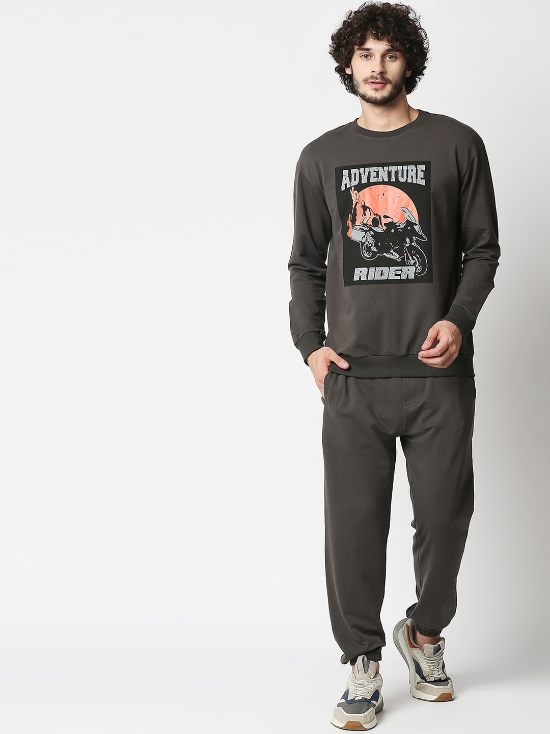 

Blamblack Men Dark Grey Printed Co-Ords