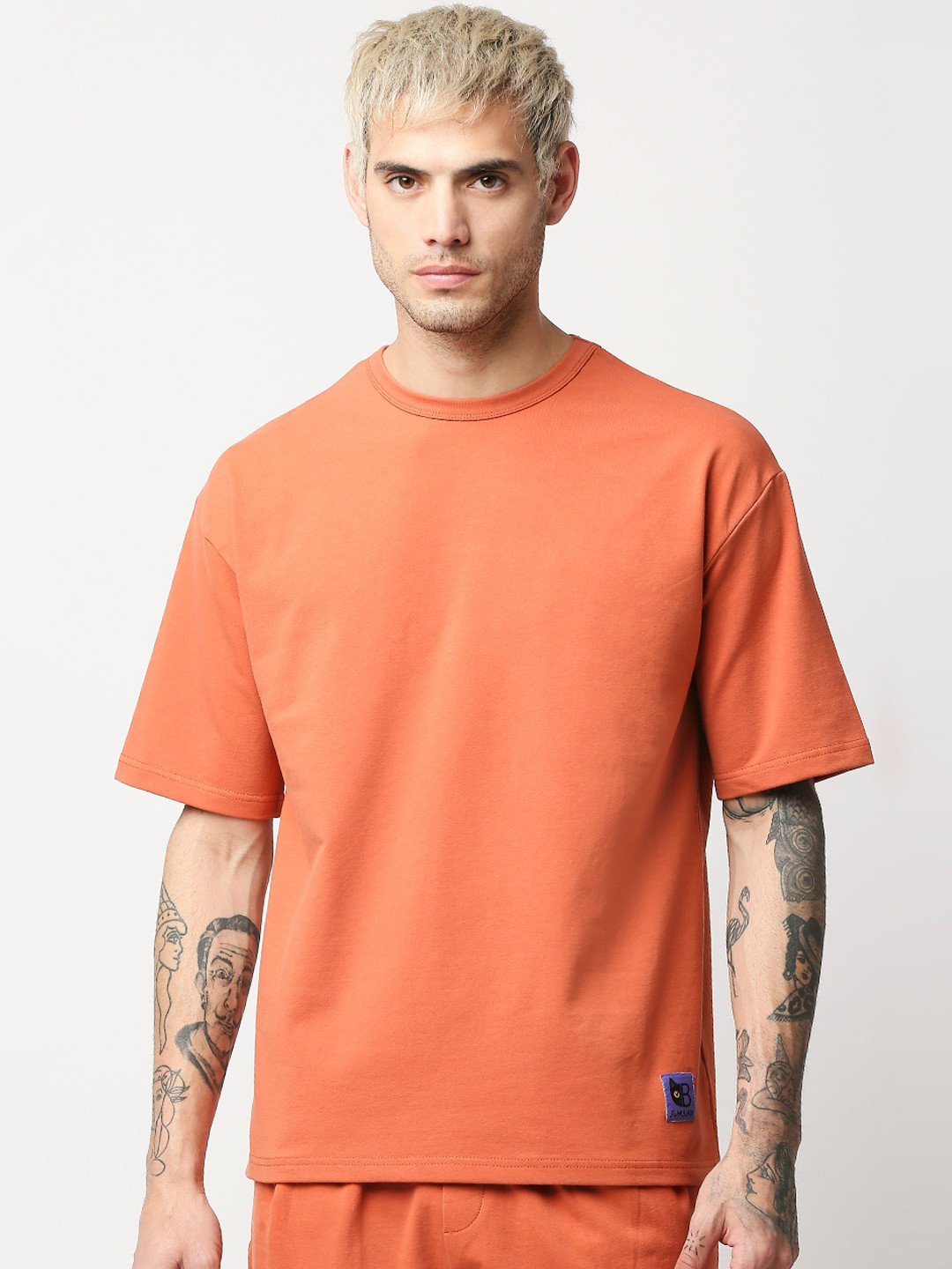 

Blamblack Men Rust Red Solid Co-Ords Set, Silver