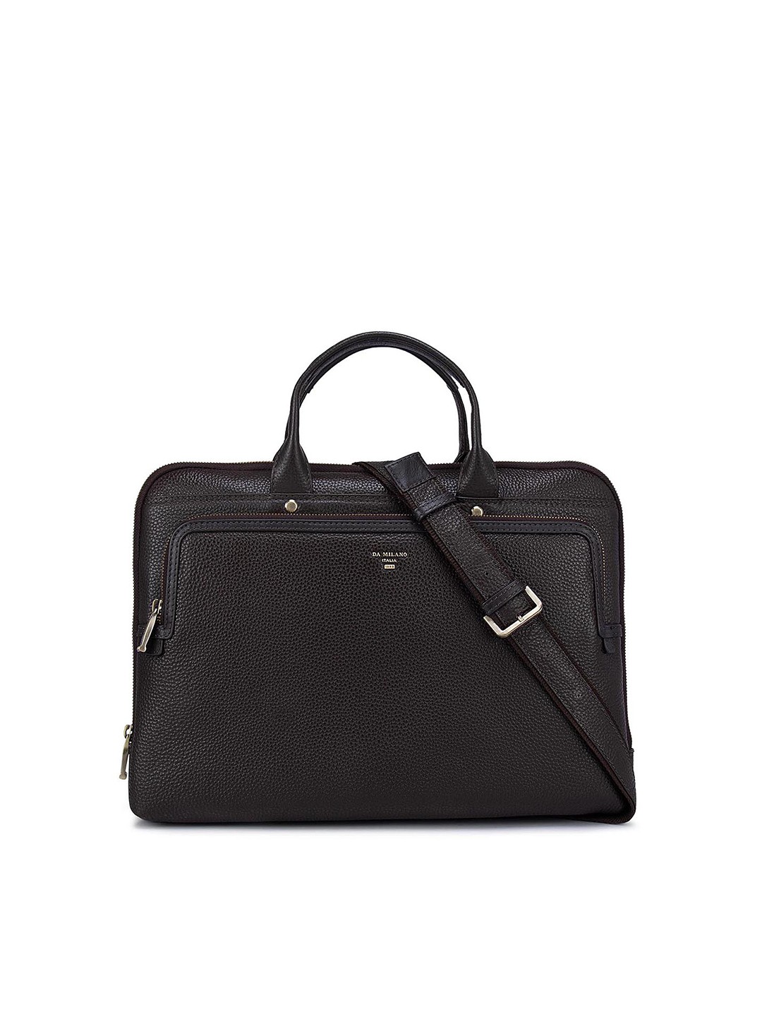 

Da Milano Men Brown Textured Leather Laptop Bag