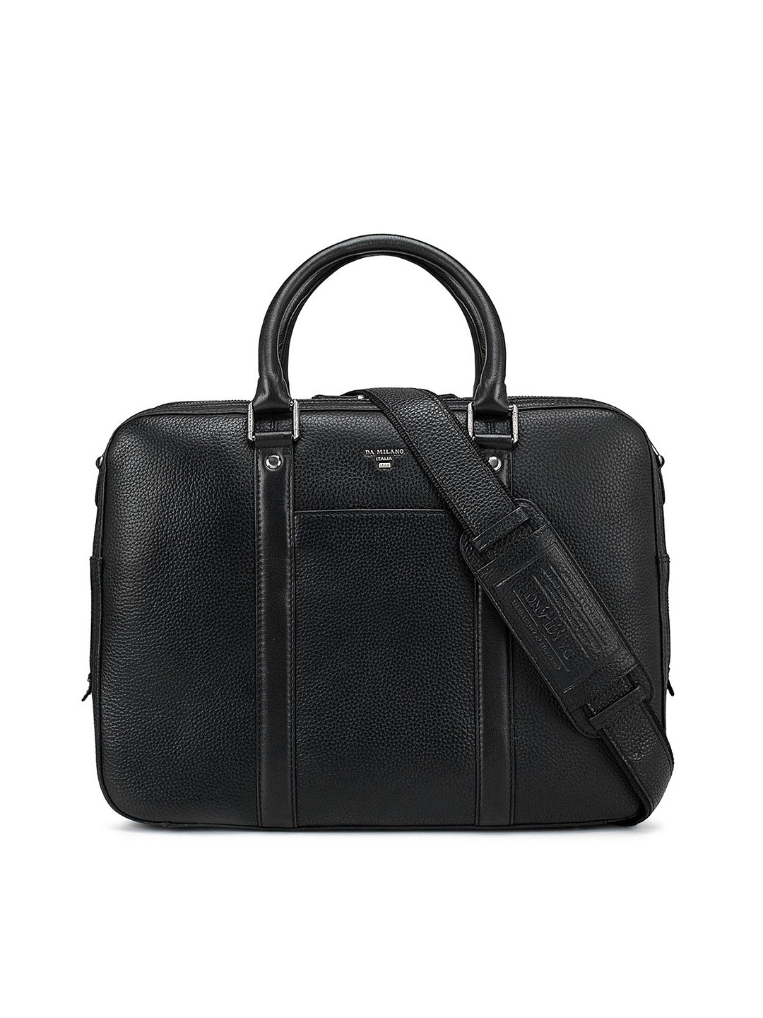 

Da Milano Men Black Textured Leather Laptop Bag